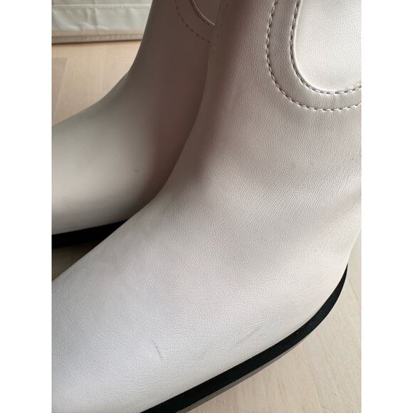 Stella McCartney white western sock stretch ankle BLOCK HEEL BOOTS 38/ US 8 - Picture 12 of 16